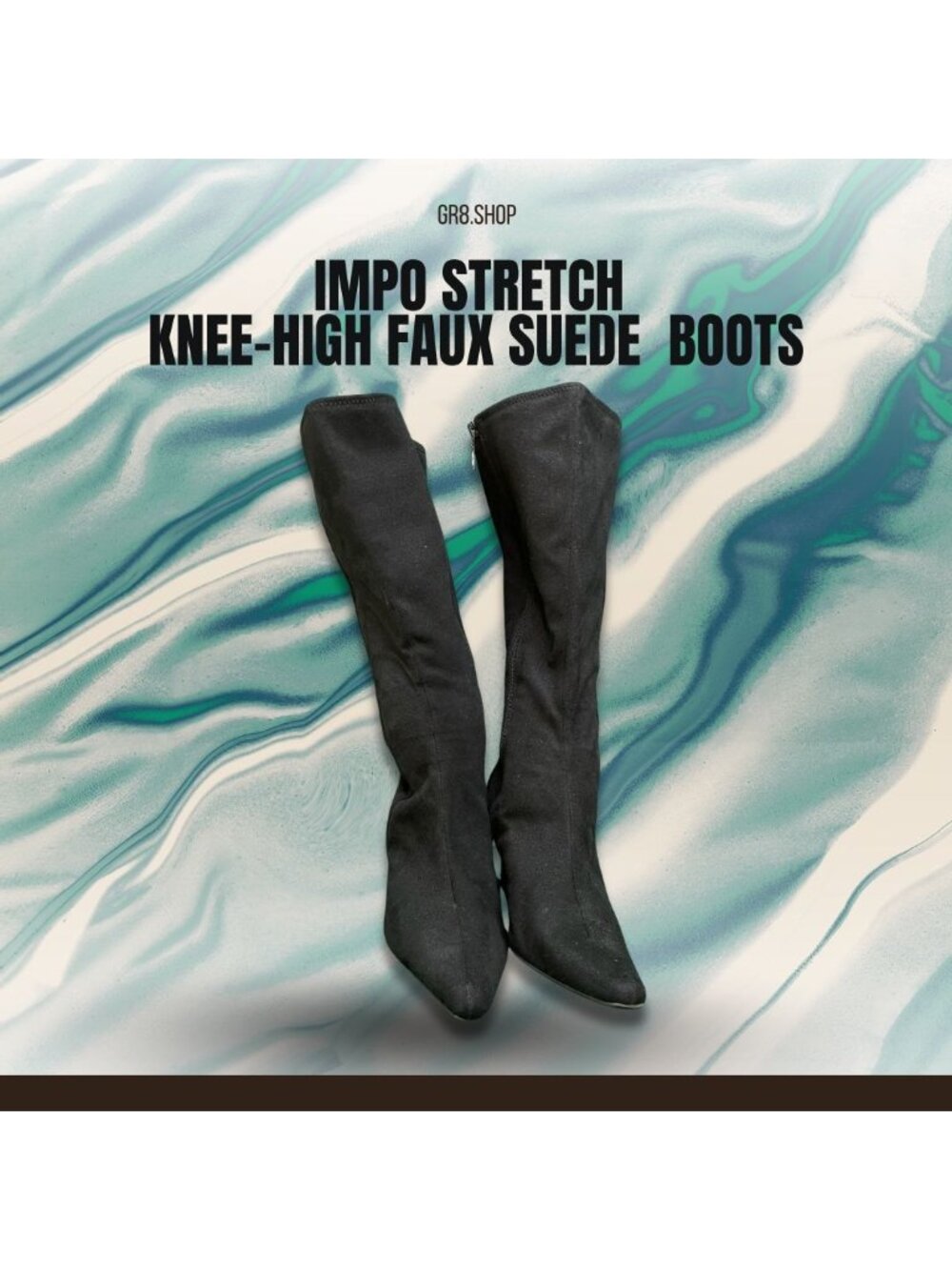 Impo Stretch Knee-High Faux Suede Boots Black Womens Size 10M Comfortable Heels